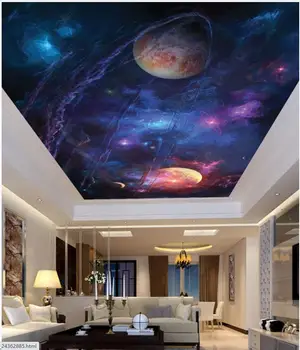 3d teto papel de parede mural céu universo alien espaço na sala de estar, casa, decoração personalizada foto de papel de Parede para parede na rola