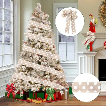 Fio fita de Natal enfeite de Natal de bolinhas de linho fita de Natal enfeite de árvore de fita de natal decorações para o lar