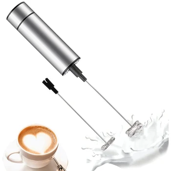 Leite Para Cappuccino De Mão De Café Bocal Duplo Elétrica Poderosa Espuma Maker Batedor Com Mola Individual Batedor De Cabeça