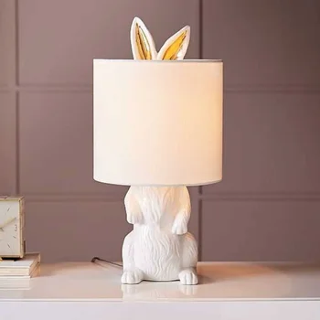 Pós-moderno coelho lâmpada de tabela Nórdicos sala de estudo mestre quarto abajur quarto infantil simples candeeiro de mesa de cabeceira