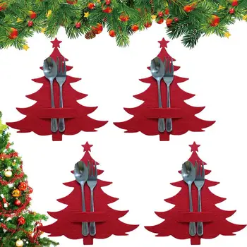 Árvore de natal Talheres Titulares de 4pcs/set Árvore de Natal de tecido Não Tecido Utensílio da Cozinha do Titular Utensílio da Cozinha E Talheres Organizadores
